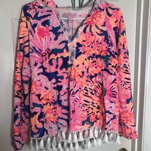Lilly Pulitzer UPF 50+ Harmon Hoodie in “Swirling Sea Dream”